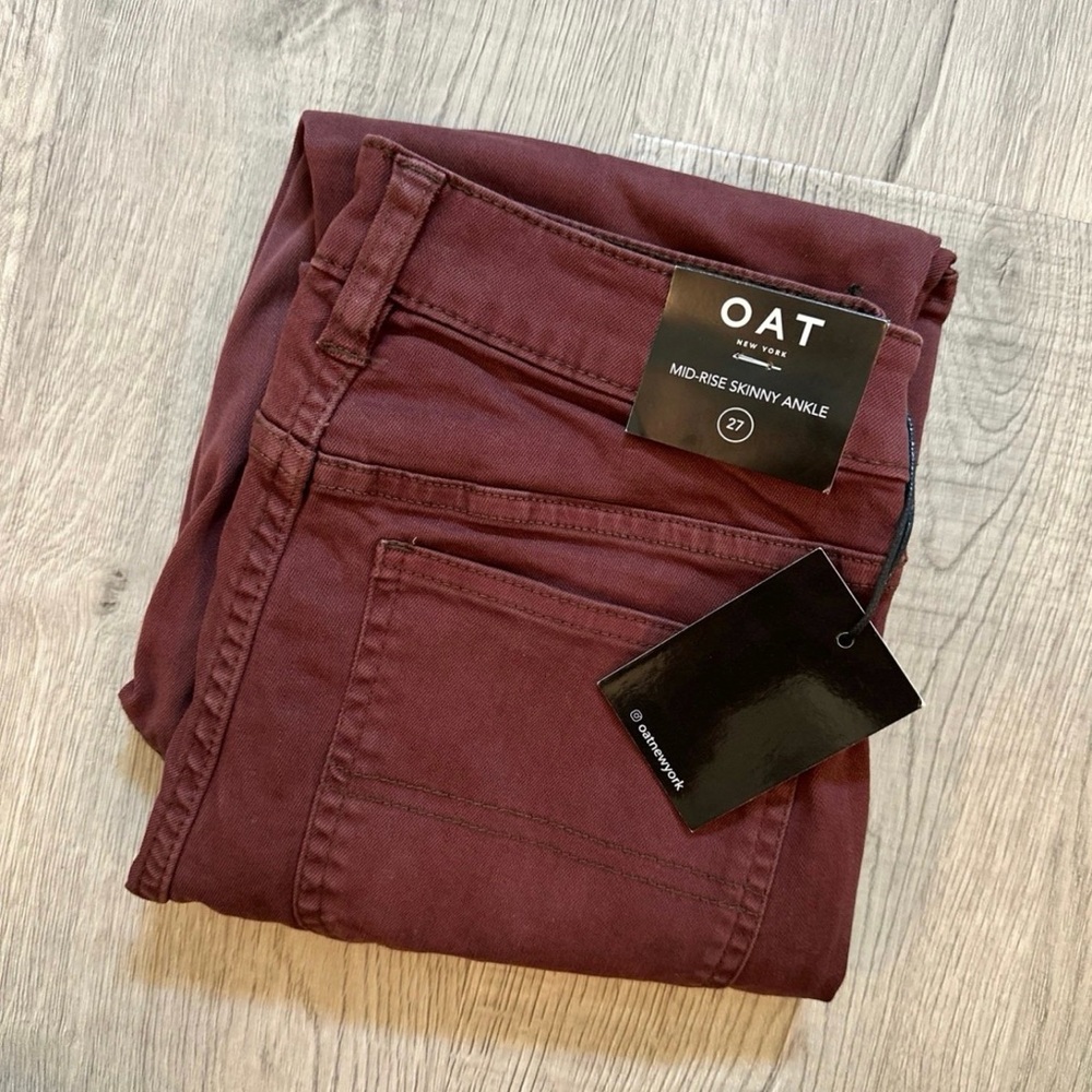 Oat New York Maroon Skinny Ankle Pants